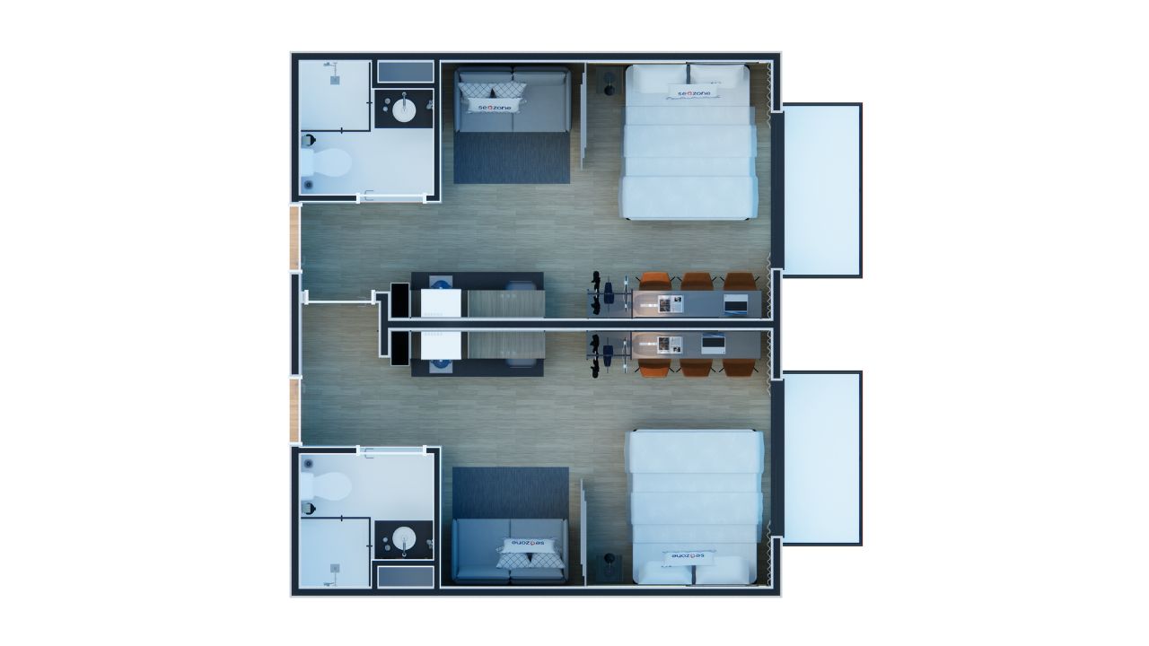 Planta do apartamento para até 8 hóspedes